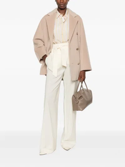 Max Mara Double-breasted Notched-lapel Coat In Neutral