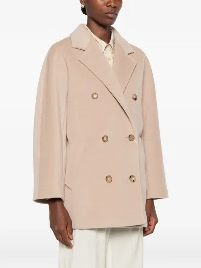 Max Mara Double-breasted Notched-lapel Coat In Neutral