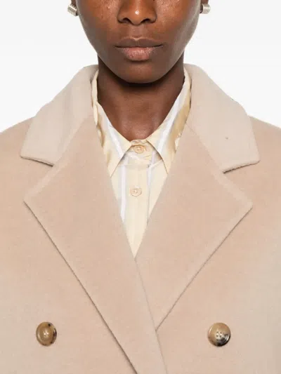 Max Mara Double-breasted Notched-lapel Coat In Neutral