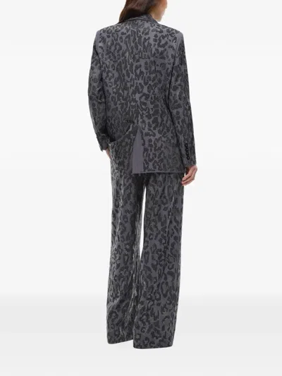 Pinko Double-breasted Jacket With Rhinestones And Jaguar Motif In Gray