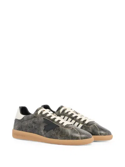 Dsquared2 Rebels Cracked-effect Sneakers In Black