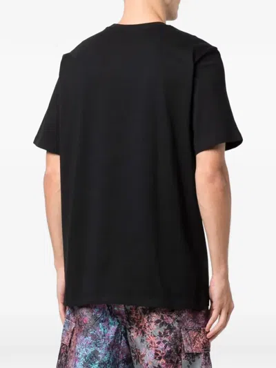Msgm Brushstroke-logo T-shirt In Black