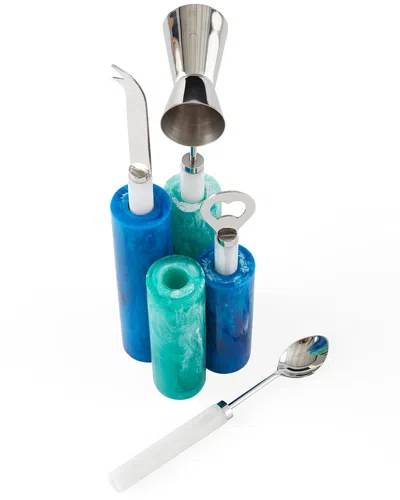 Jonathan Adler Como Barware Set In Blue