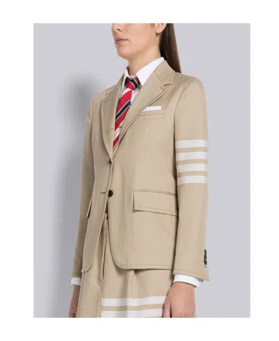 Thom Browne Twill Back Loop 4-stripe Blazer In Brown