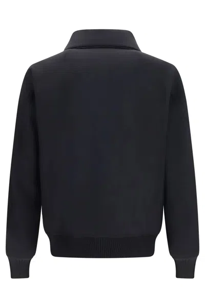 Rick Owens Black Rain Bomber Jacket With High Neck And Functional Pockets In Black