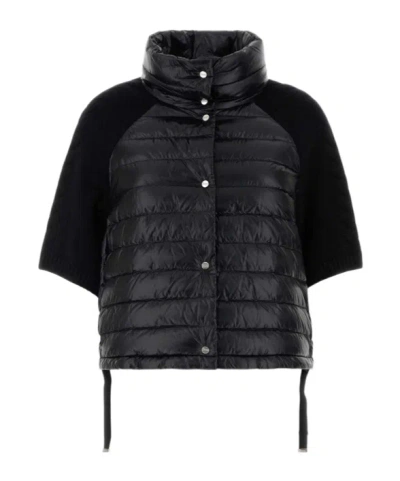 Herno Nylon Jacket Adjustable Straps High Collar In Black