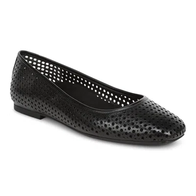 Vionic Orinda Perf Square Toe Ballet Flat In Black