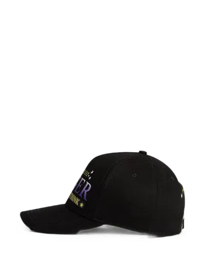 Dsquared2 Printed Distressed Baseball Cap In Black