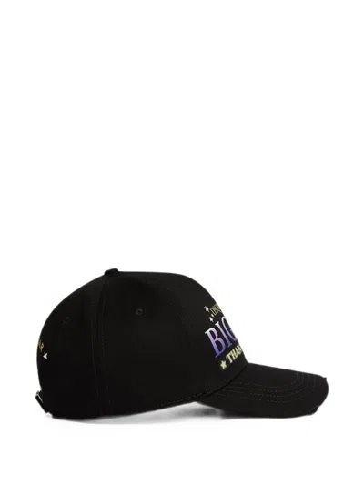 Dsquared2 Printed Distressed Baseball Cap In Black