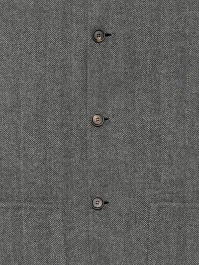 Eleventy Herringbone-pattern High-neck Coat In Gray