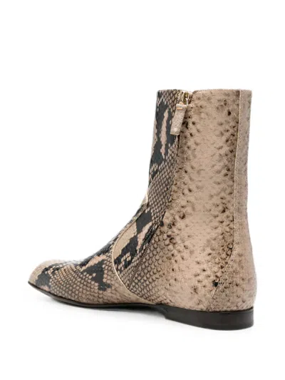 Khaite Colt Python-embossed Leather Bootie In Brown