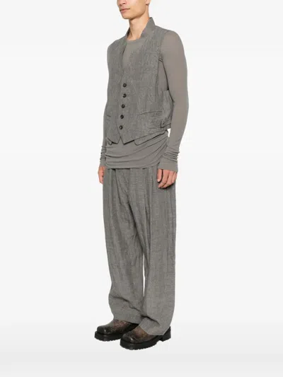 Ziggy Chen Check-pattern Waistcoat In Gray