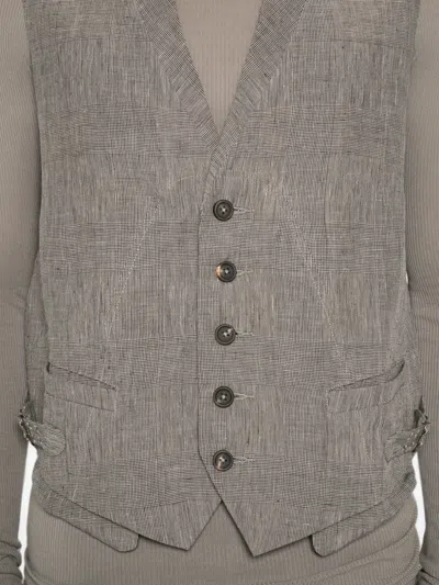 Ziggy Chen Check-pattern Waistcoat In Gray
