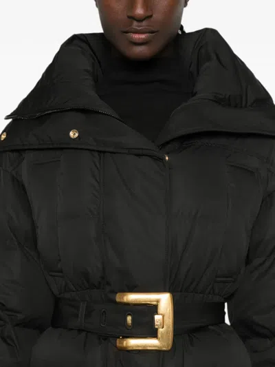 Balmain Belted Puffer Jacket In Black