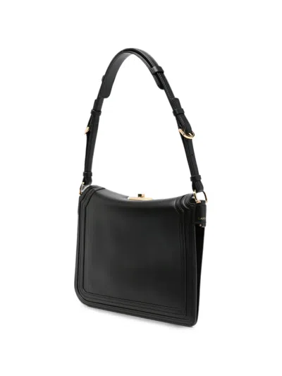 Lanvin Compagnon Small Asymmetrical Bag With A Python Finish In Black