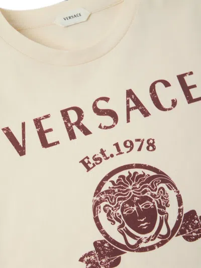Versace Printed Jersey T-shirt In Neutral