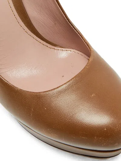Pre-owned Gucci Platform Leather Pumps In Brown