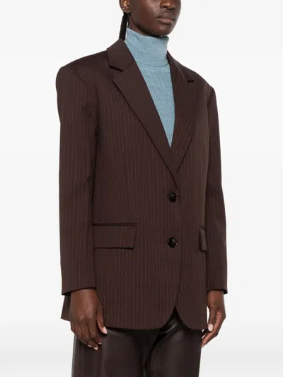 Sandro Pinstripe-pattern Blazer In Brown