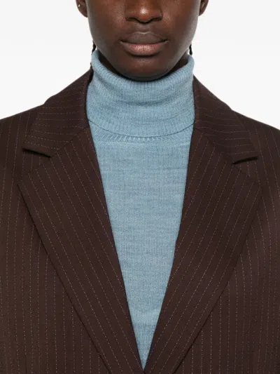 Sandro Pinstripe-pattern Blazer In Brown