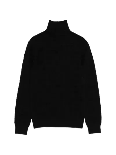 Iceberg Turtleneck Pattern Sweater In Black