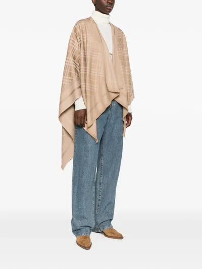 Burberry Check-pattern Cape In Brown