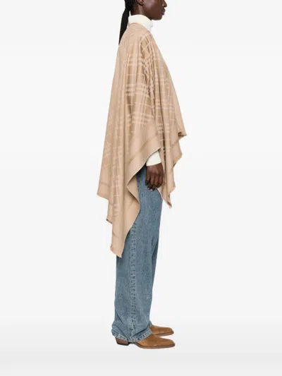 Burberry Check-pattern Cape In Brown