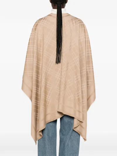 Burberry Check-pattern Cape In Brown