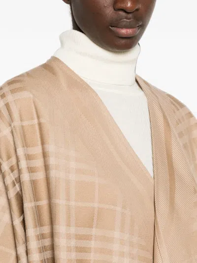 Burberry Check-pattern Cape In Brown