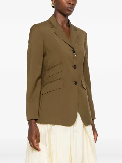 Max Mara Single-breasted Notched-lapels Jacket In Brown