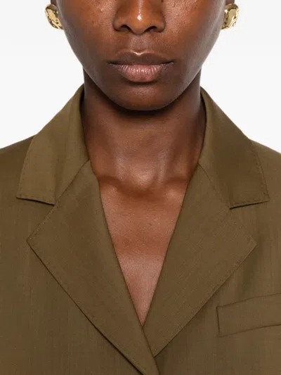 Max Mara Single-breasted Notched-lapels Jacket In Brown