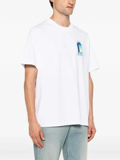 Casablanca Cotton Crew Neck Graphic Print T Shirt In White