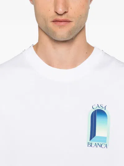 Casablanca Cotton Crew Neck Graphic Print T Shirt In White