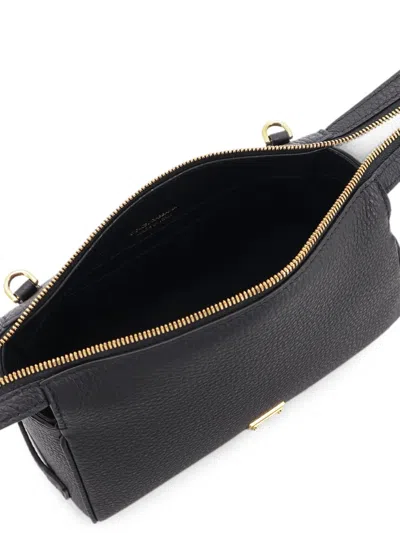 Dolce & Gabbana Vittoria Leather Belt Bag Shoulder Strap In Black