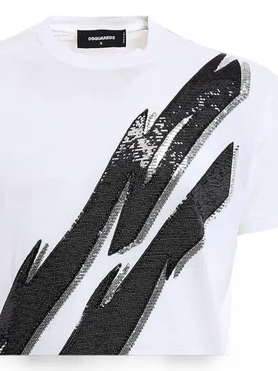 Dsquared2 Sequin-embroidered T-shirt In White