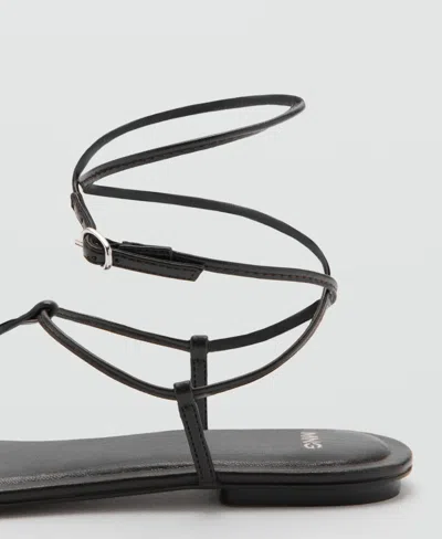 Mango Ankle Wrap Sandals In Black