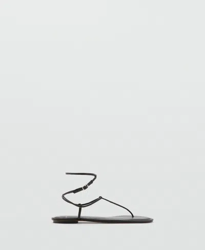 Mango Ankle Wrap Sandals In Black