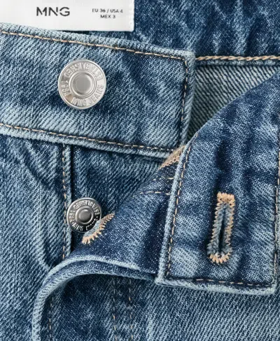 Mango Cutoff Denim Shorts In Blue