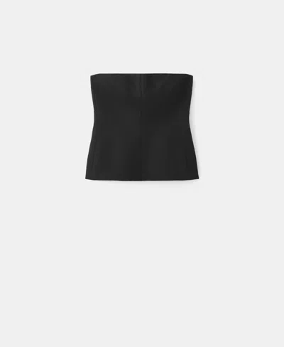 Mango Strapless Linen Top In Black