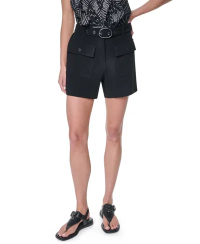 Dkny Belted Patch Pocket Short In Black