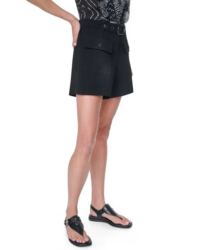 Dkny Belted Patch Pocket Short In Black