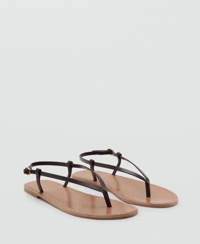 Mango Ankle Strap Thong Sandal In Burgundy
