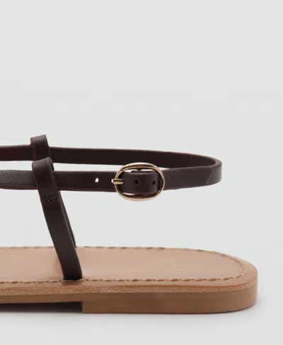 Mango Ankle Strap Thong Sandal In Burgundy
