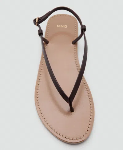 Mango Ankle Strap Thong Sandal In Burgundy