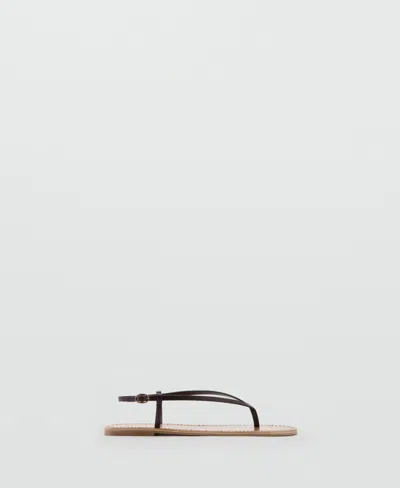 Mango Ankle Strap Thong Sandal In Burgundy