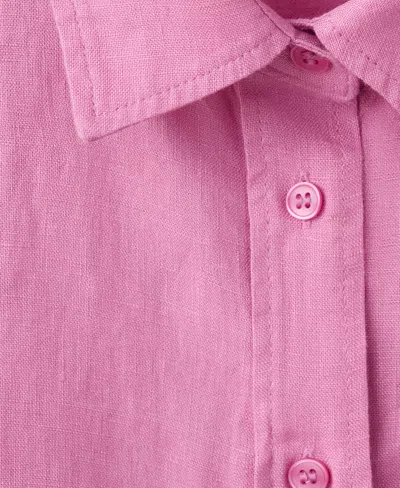 Mango Pocket Linen Shirt In Pink