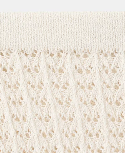 Mango Openwork Knit Miniskirt In Neutral