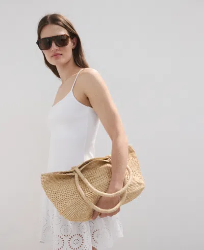 Mango Short Openwork Dress In White