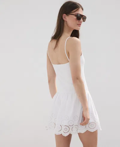 Mango Short Openwork Dress In White