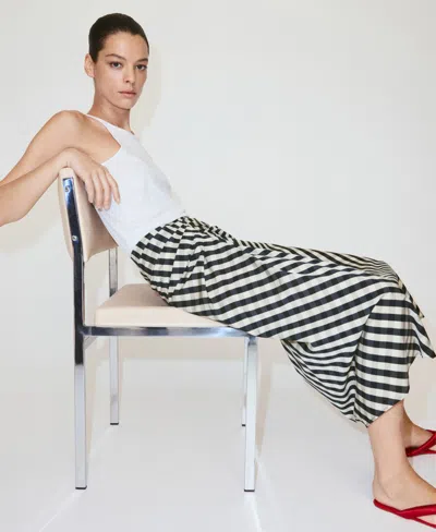 Mango Ruched Side Midi Skirt In Black