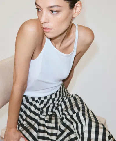 Mango Ruched Side Midi Skirt In Black
